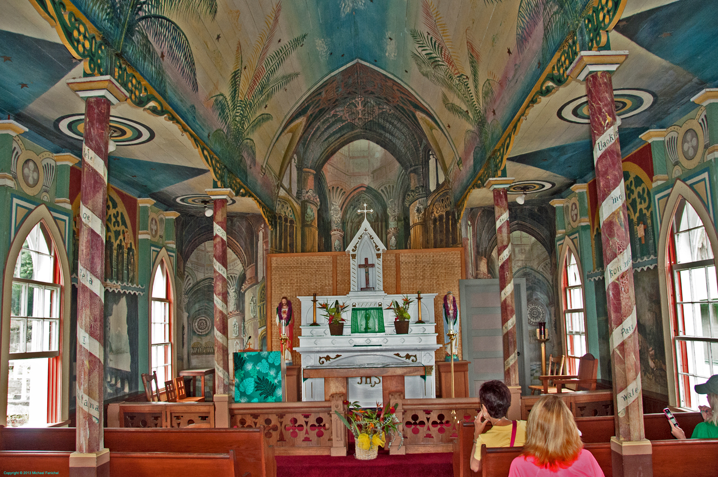 [Painted Church - Interior with Pews ]